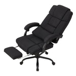 Ergonomic Black Linen Office Chair – High Back, Recline 135°, Built-in Footrest, Adjustable Height, 360° Swivel