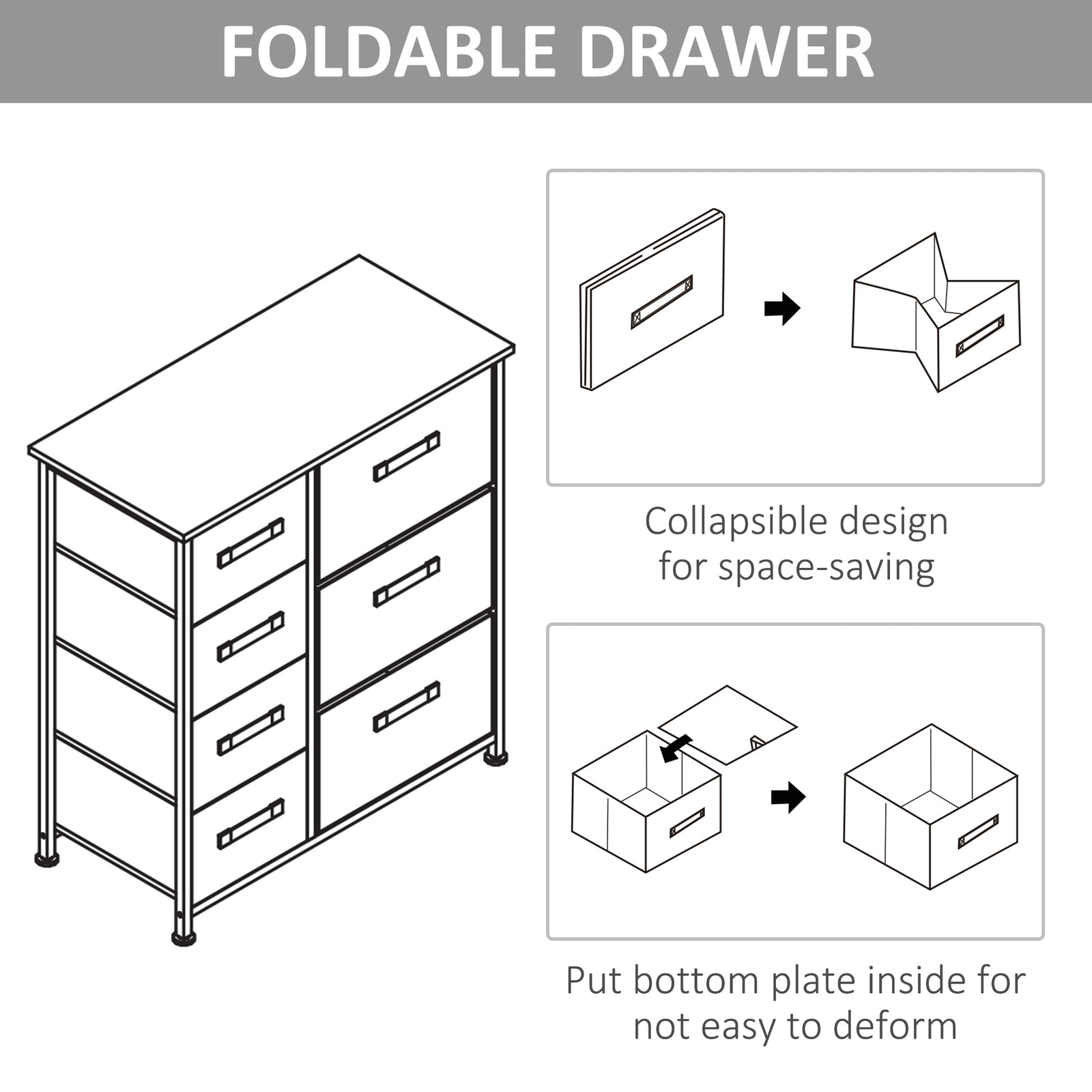 Storage Dresser Tower With Adjustable Feet 7 Drawers | One Size | Multi Colour