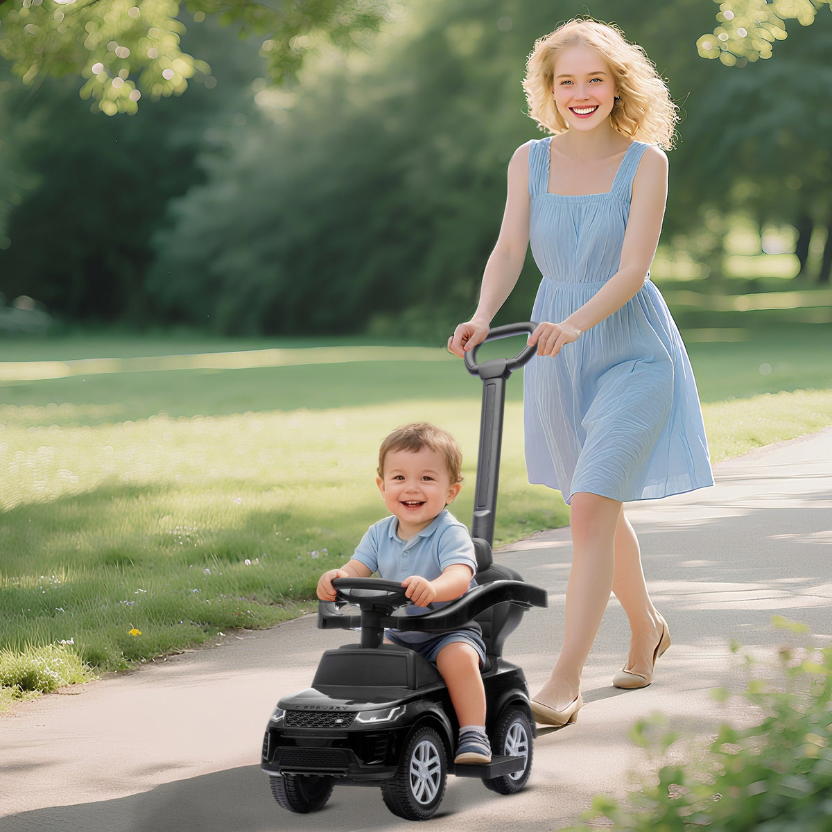 AIYAPLAY Land Rover Licensed Baby Push Car, 2-in-1 Ride On Car