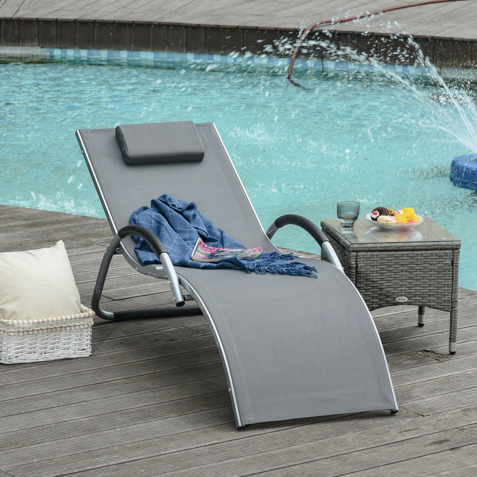 Lounger Chair W/ Removable Pillow | Dark Gray