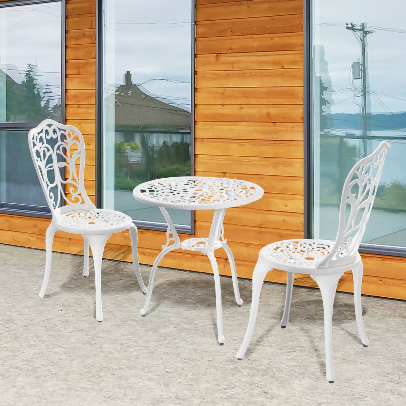 3 Pieces Antique Garden Bistro Set For 2 , White