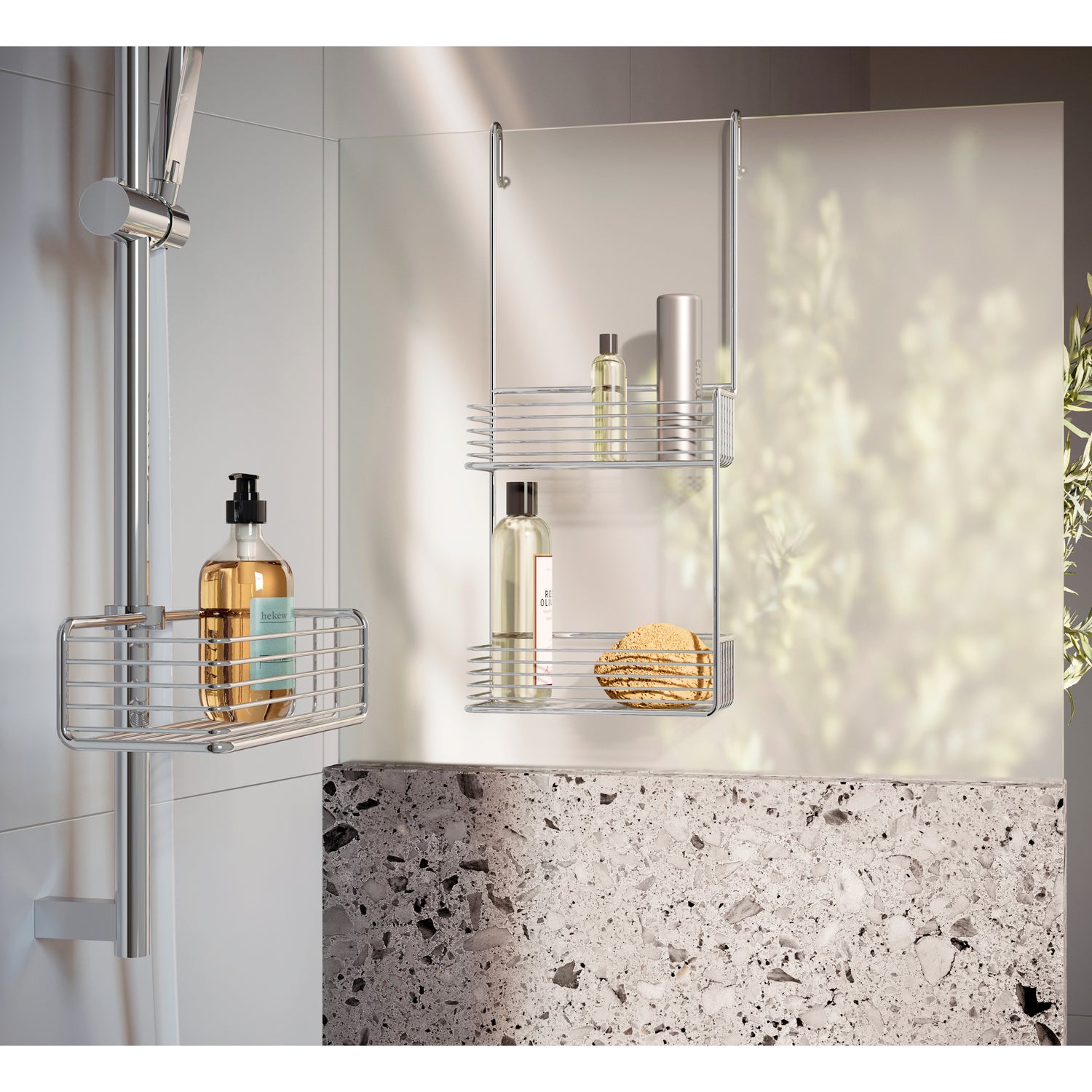 Polished Chrome Shower Basket Soap Caddy For Riser Rail | Polished Chrome