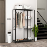 Coat Rack Stand With Hanging Rail And Storage Shelves