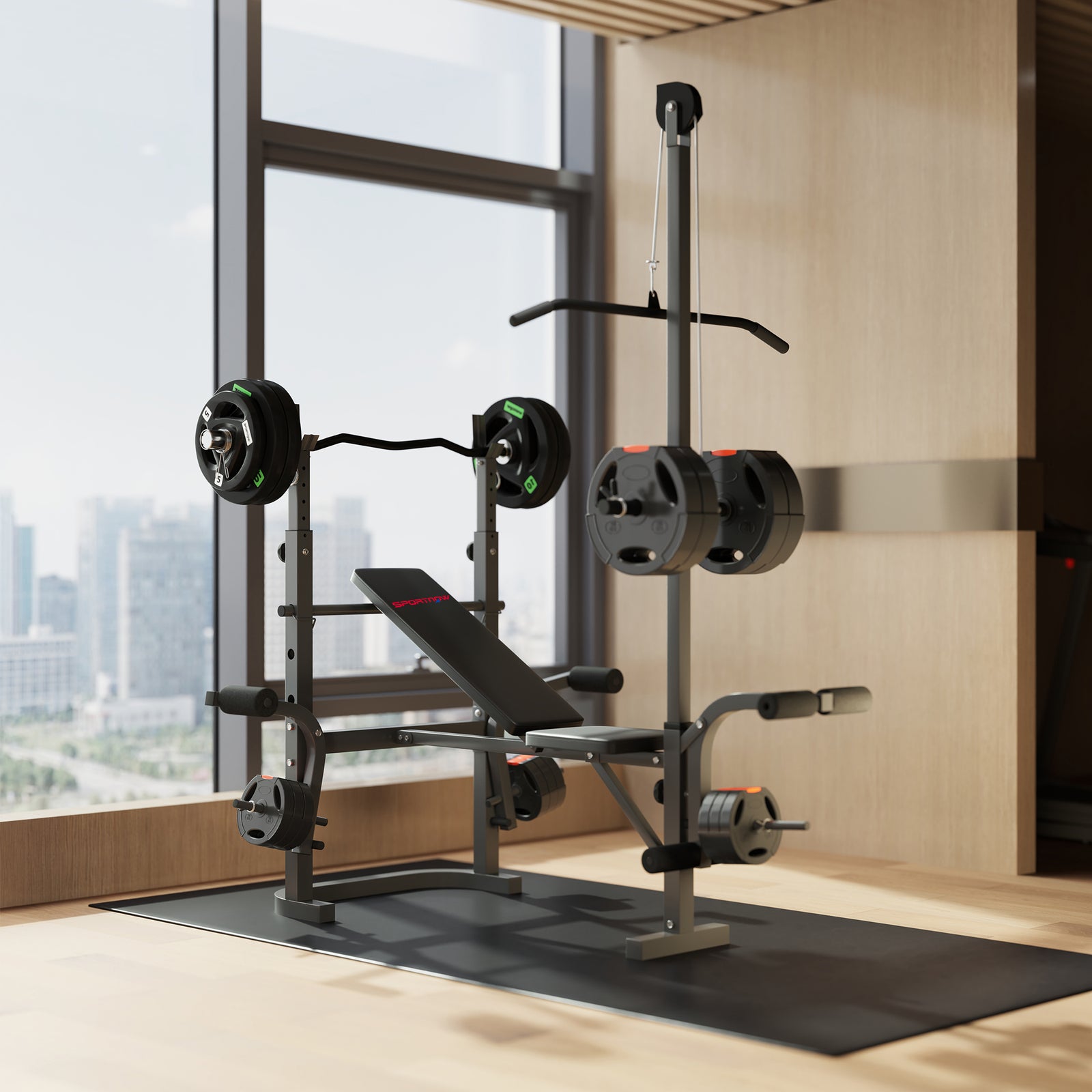 Multi-exercise Incline Or Flat Weight Bench W/ Bench Rack