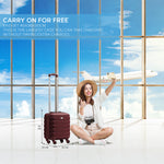 45x36x20cm Lightweight Underseat Cabin Carry On Suitcase - 100+ Airline Approved - Hard Shell Luggage - 4 Wheels | 45 x 36 x 20cm | Burgundy