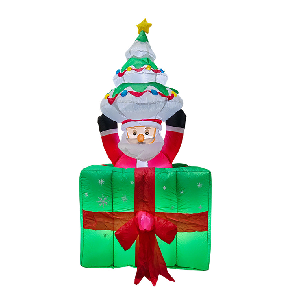 6ft Christmas Inflatable Liftable Santa Claus With Gift Box Decorations
