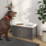 Stainless Steel Raised Dog Bowl W/ 21l Storage Drawer, For Large Dogs | Gray