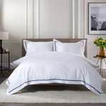 Hampstead Duvet Cover Set – 200 Thread Count 100% Cotton With Oxford Pillowcases & Inserted Ribbon | Double | Blue