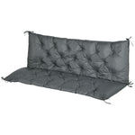 3 Seater Garden Bench Cushion Outdoor Seat Pad With Ties | Dark Gray
