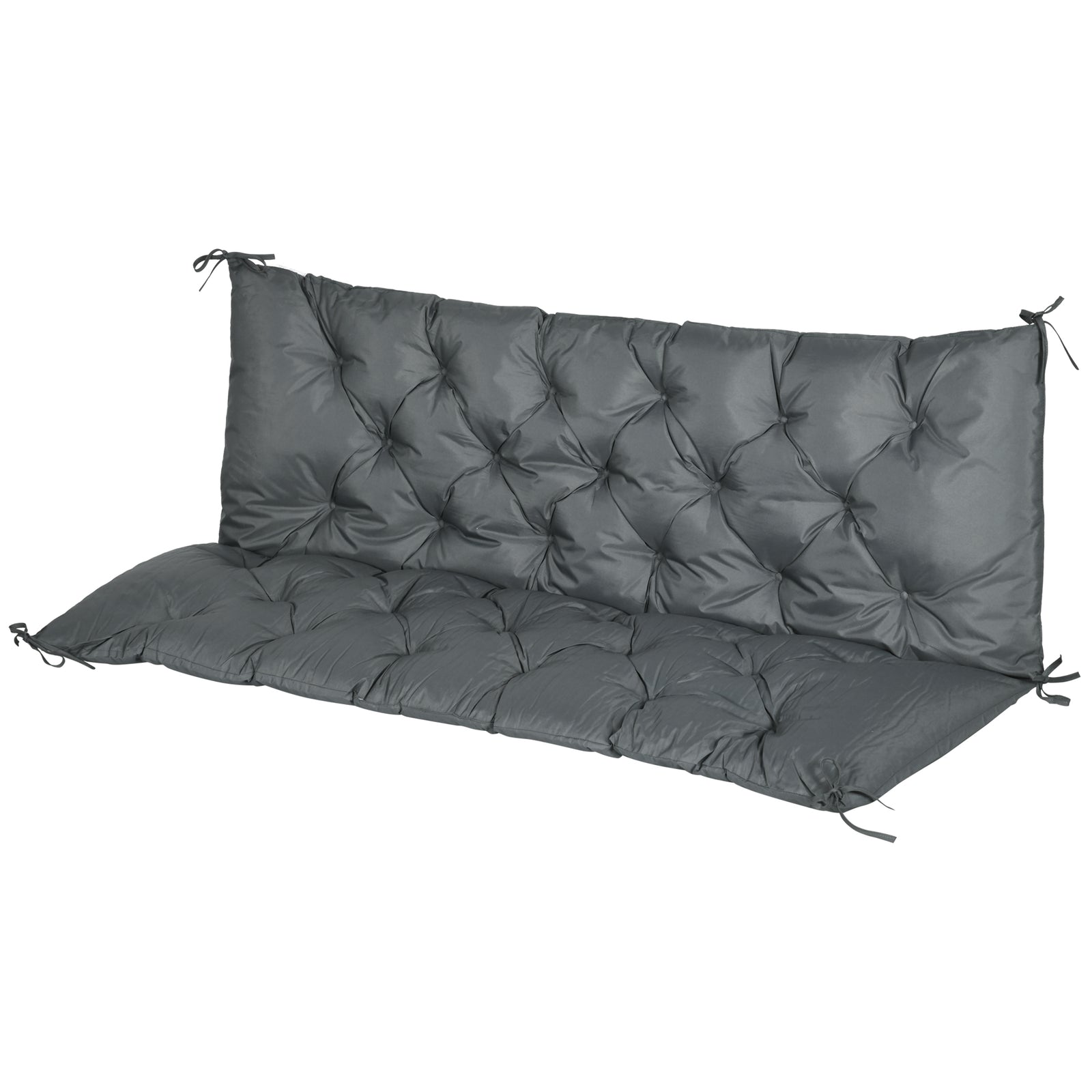 3 Seater Garden Bench Cushion Outdoor Seat Pad With Ties | Dark Gray