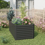 Rectangular Raised Garden Bed – Durable Steel Raised Planter With Safe Edges,160cm W X 80cm D X 60cm H,3 Support Bars | Black