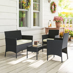 4 Piece Rattan Garden Furniture Sofa Set With Cushions | Cream