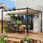 3x3m Pergola With Roof, 80mm Column, Cream White | Cream