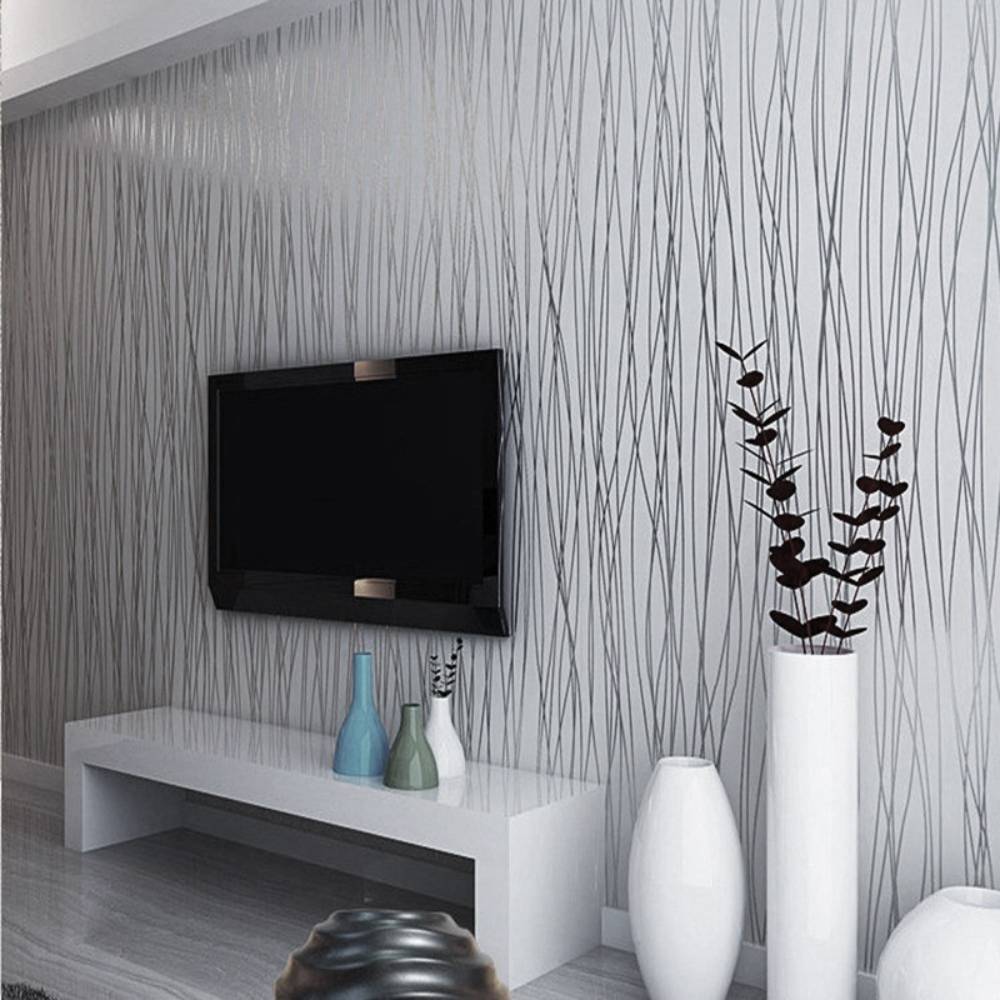 Contemporary Geometric Curving Linear Wallpaper Non-woven Fabric
