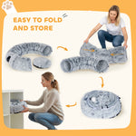 Donut Play Tunnel Bed With Washable Cushion And Toy Ball, Light Grey