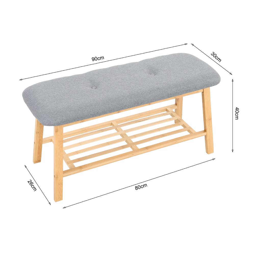 Bamboo Shoe Bench For Entryway