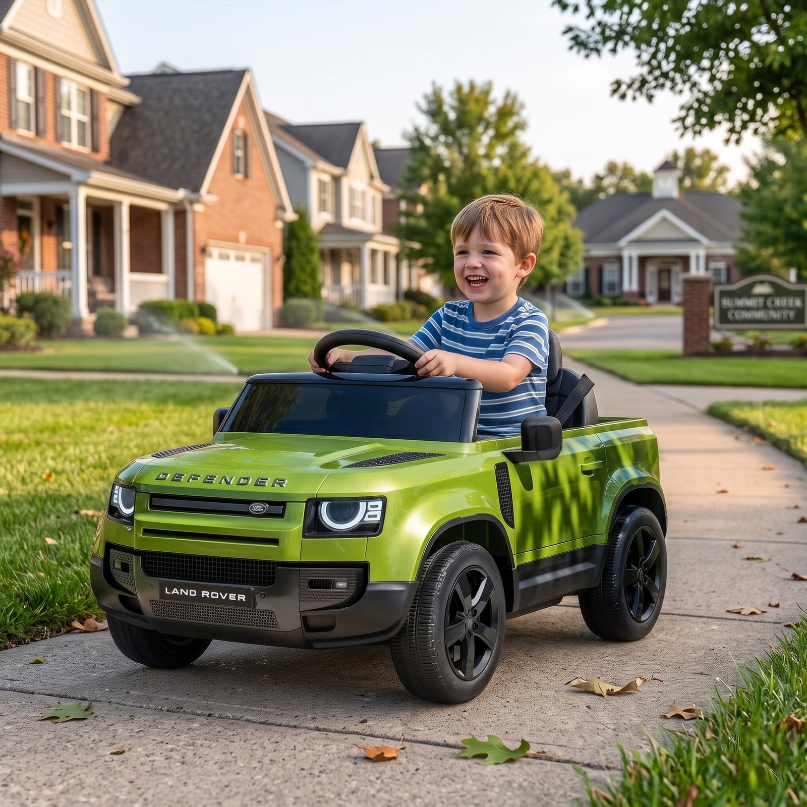 Land Rover Defender Licensed 12v Kids Ride On Car W/ Remote | Green