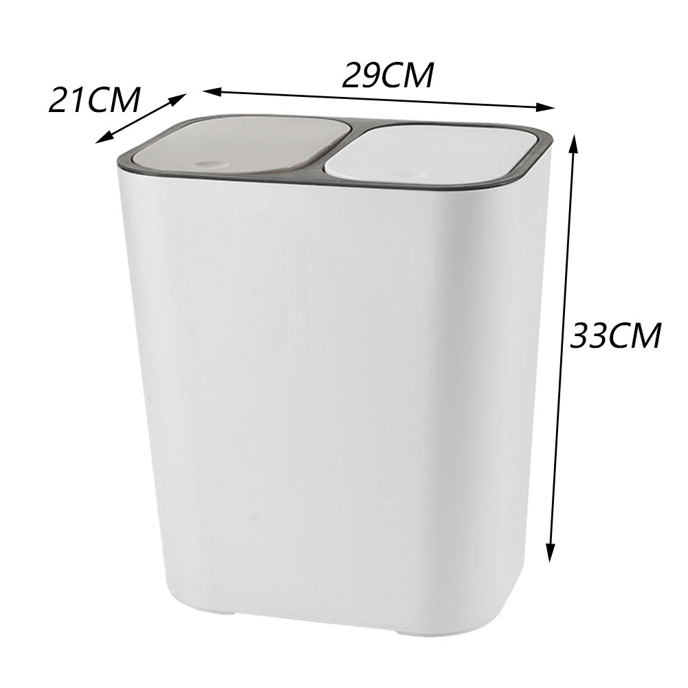 Kitchen 15l Rubbish Dustbin Double Recycling Bin 2 Section White