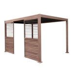 Wood Effect Aluminium Pergola With 2 Louvre Panels | 4m x 3m | Brown