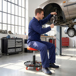 Outsunny Pneumatic Adjustable Mechanic Stool W/ Tool Tray, Wheels