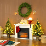 2 Pcs 4ft Artificial Christmas Tree With Lights, Pot, Realistic Tips