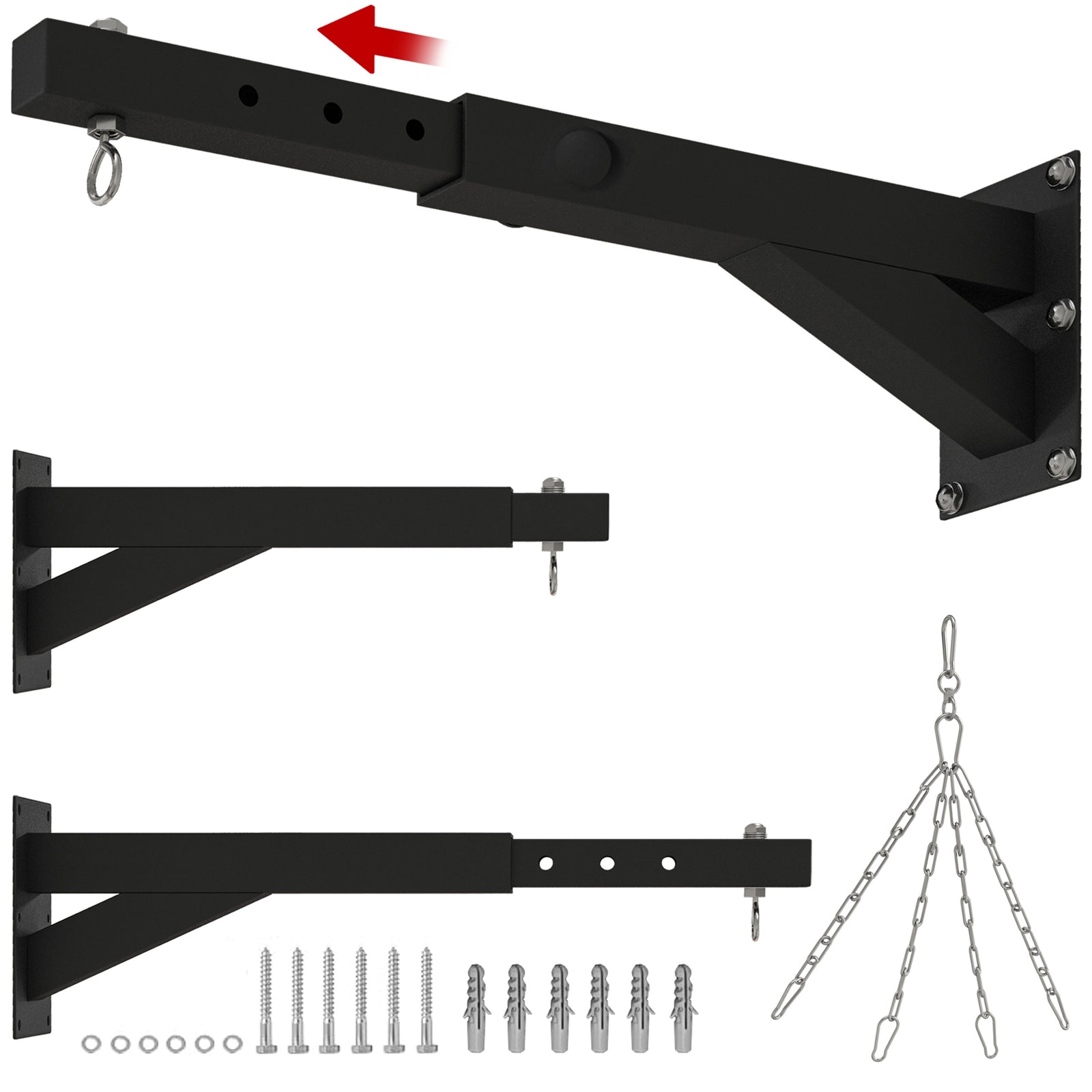 5-length Adjustable Punch Bag Wall Bracket For Boxing | Black