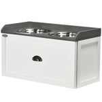 Stainless Steel Raised Dog Bowl W/ 21l Storage Drawer, For Large Dogs | White