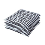 Striped Seat Pad With Straps 100% Cotton, 40 X 40 Cm | Set-of-4 | Black & White
