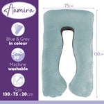 U Shaped Pregnancy Pillow, 135x75x20cm Shredded Memory Foam Full Body Maternity Cushion For Sleeping | U Shape | Blue