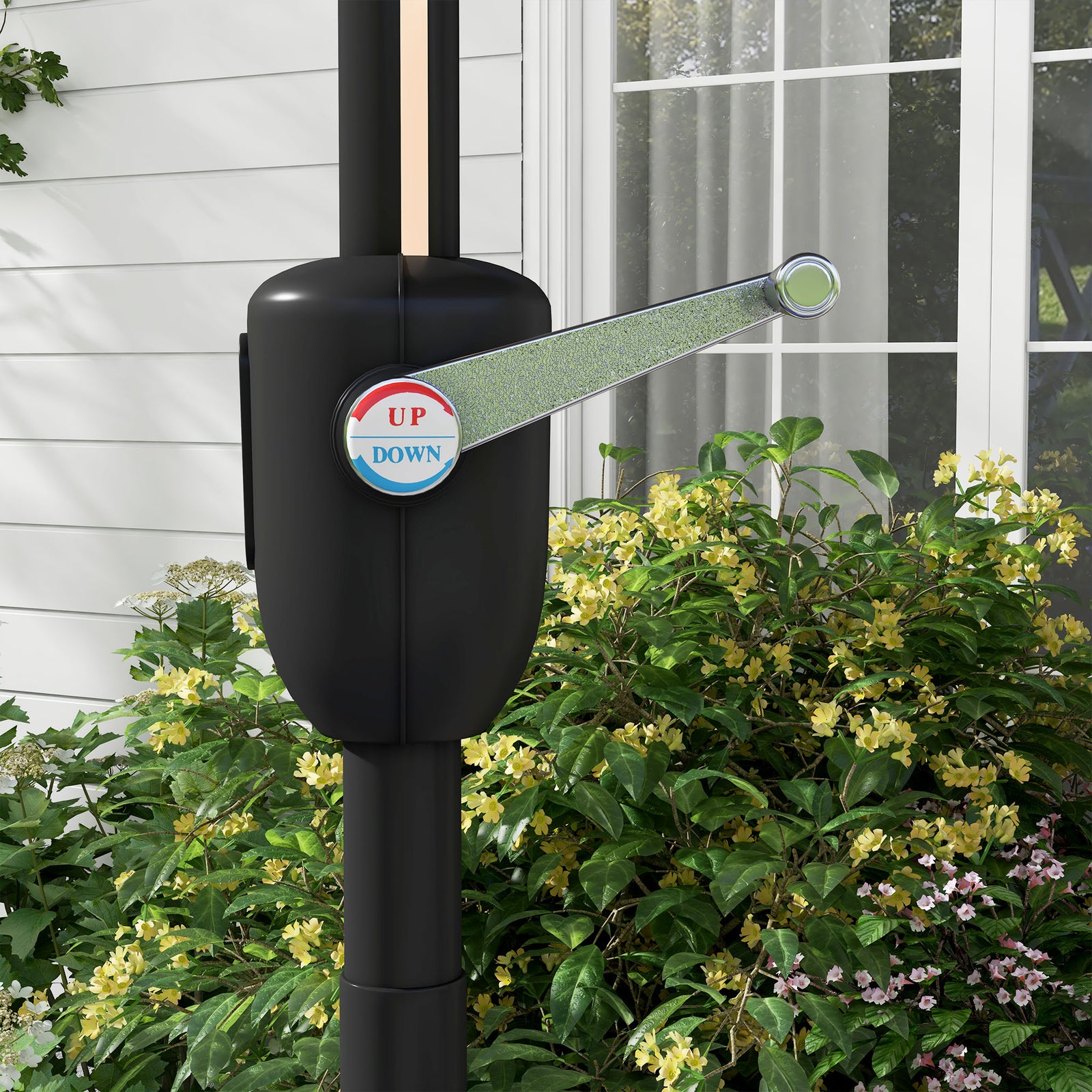 2.65m Parasol W/ Solar Led Lights & Crank Handle | Charcoal Gray