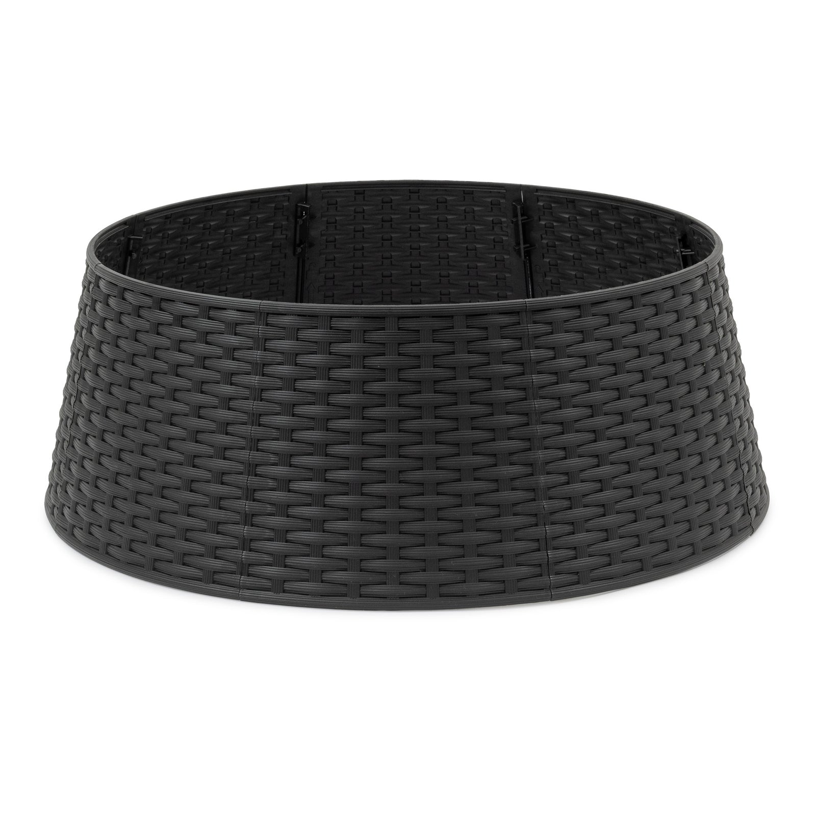 Faux Rattan Tree Skirt Black Snap Together 65cm Diameter
