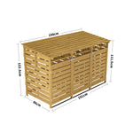 Outdoor Spruce Wood Trash Can Storage Shed – 3-door Garbage Bin Enclosure With Lift-up Top For Easy Access