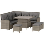 6 Pcs Patio Pe Rattan Garden Furniture Conversation Sofa