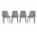 Stylish Miami Dining Table Set With 4 Velvet Amelia Chairs | Grey