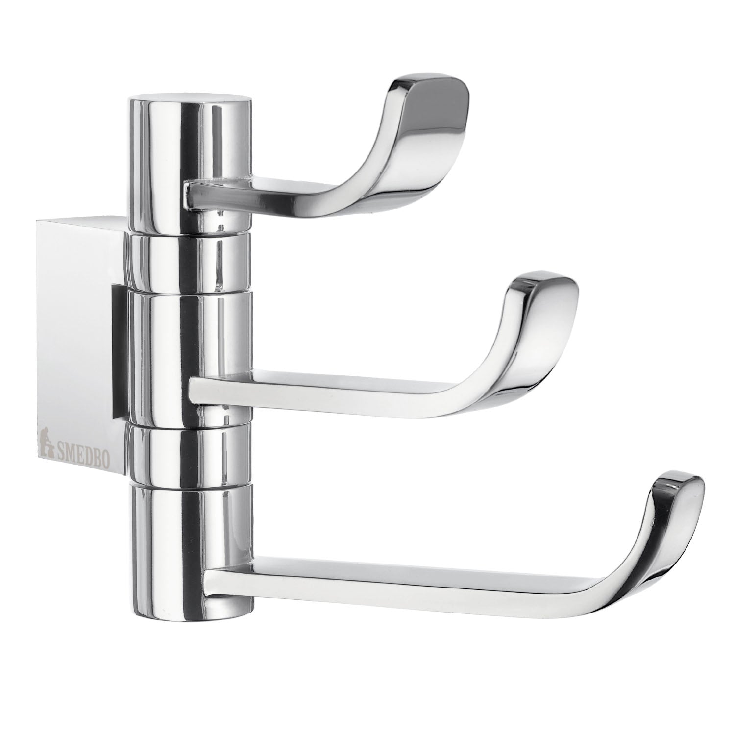 Polished Chrome Swivel Swing Arm Triple Towel Hooks | Polished Chrome