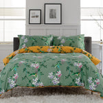 Bird Garden Sage 200 Thread Count Cotton Rich Reversible Duvet Cover Set | King | Green