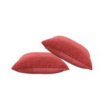 Ribbed Cushion Set, Velvet Fabric | Set of 2 | Red