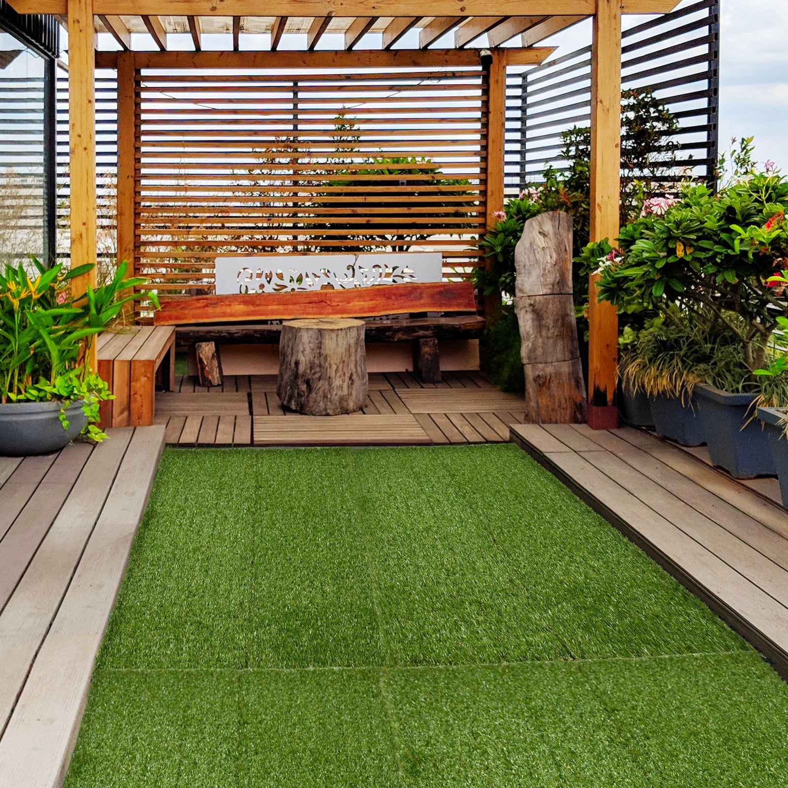 10 Pieces 30x30cm Artificial Grass Turf, 25mm Pile Height