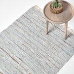 Leather Glitter Rug | 150cm x 95cm | Silver