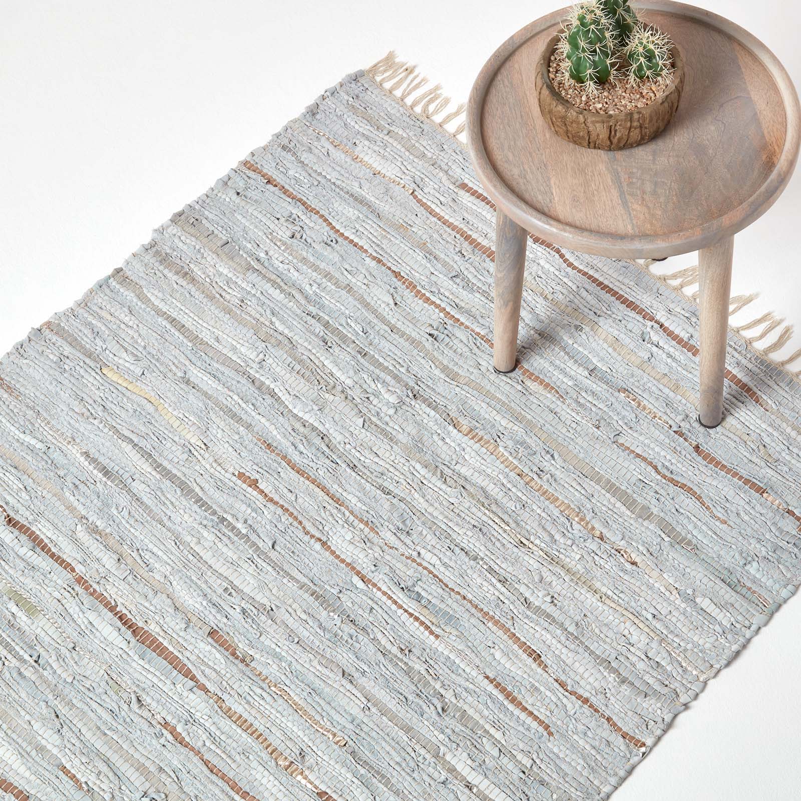 Leather Glitter Rug | 150cm x 95cm | Silver