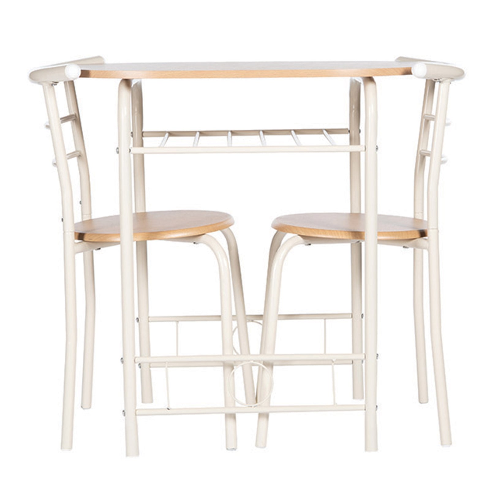 2 Seater Compact Dining Set Oak MDF Table And Buttermilk Metal Frame