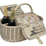 Wicker 4 Person Boat Fitted Picnic Basket | 4-Person | White