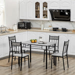 Dining Table Set With Padded Seats, Metal Frame