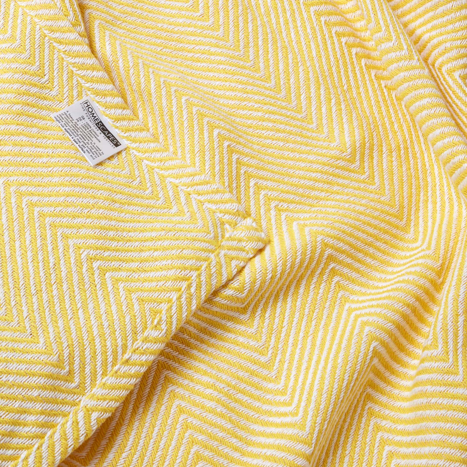 Cotton Halden Chevron Grey Throw | 225cm x 255cm | Yellow