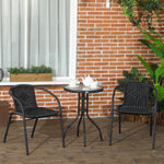 3 Pieces Garden Furniture Set With 2 Stackable Chairs, Black