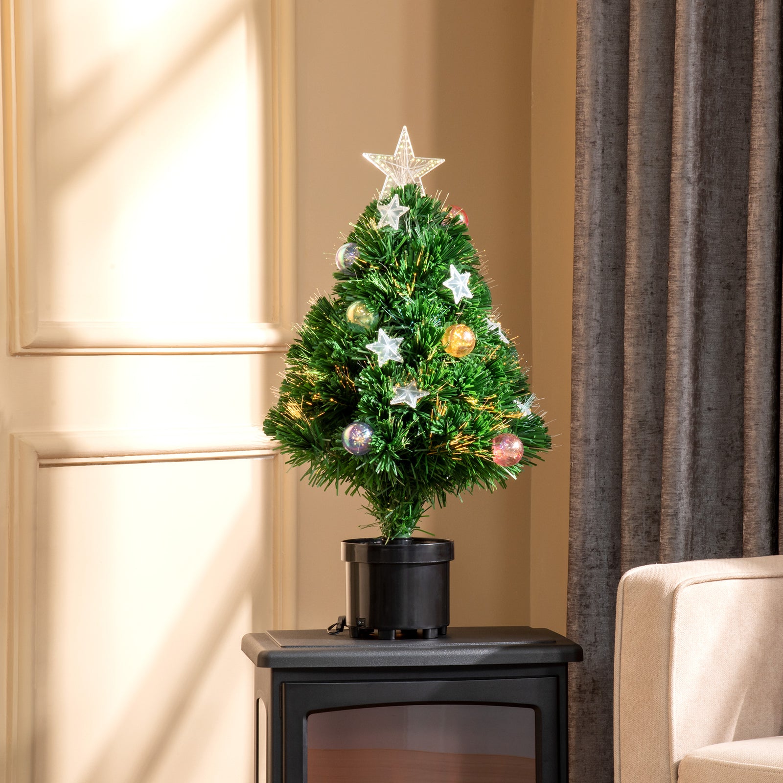 2ft Pre-lit Artificial Fibre Optic Christmas Tree