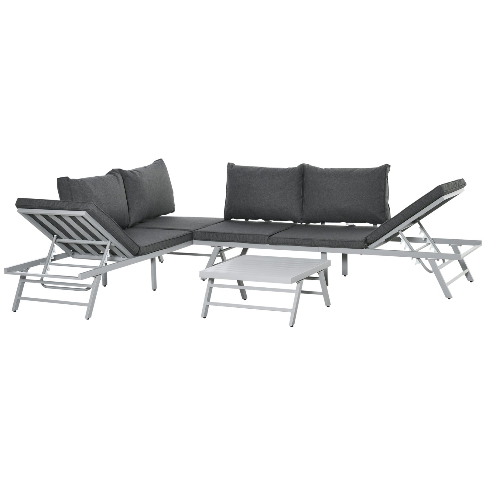 3 Pcs Garden Seating Set W/ Sofa Lounge Table Outdoor Patio