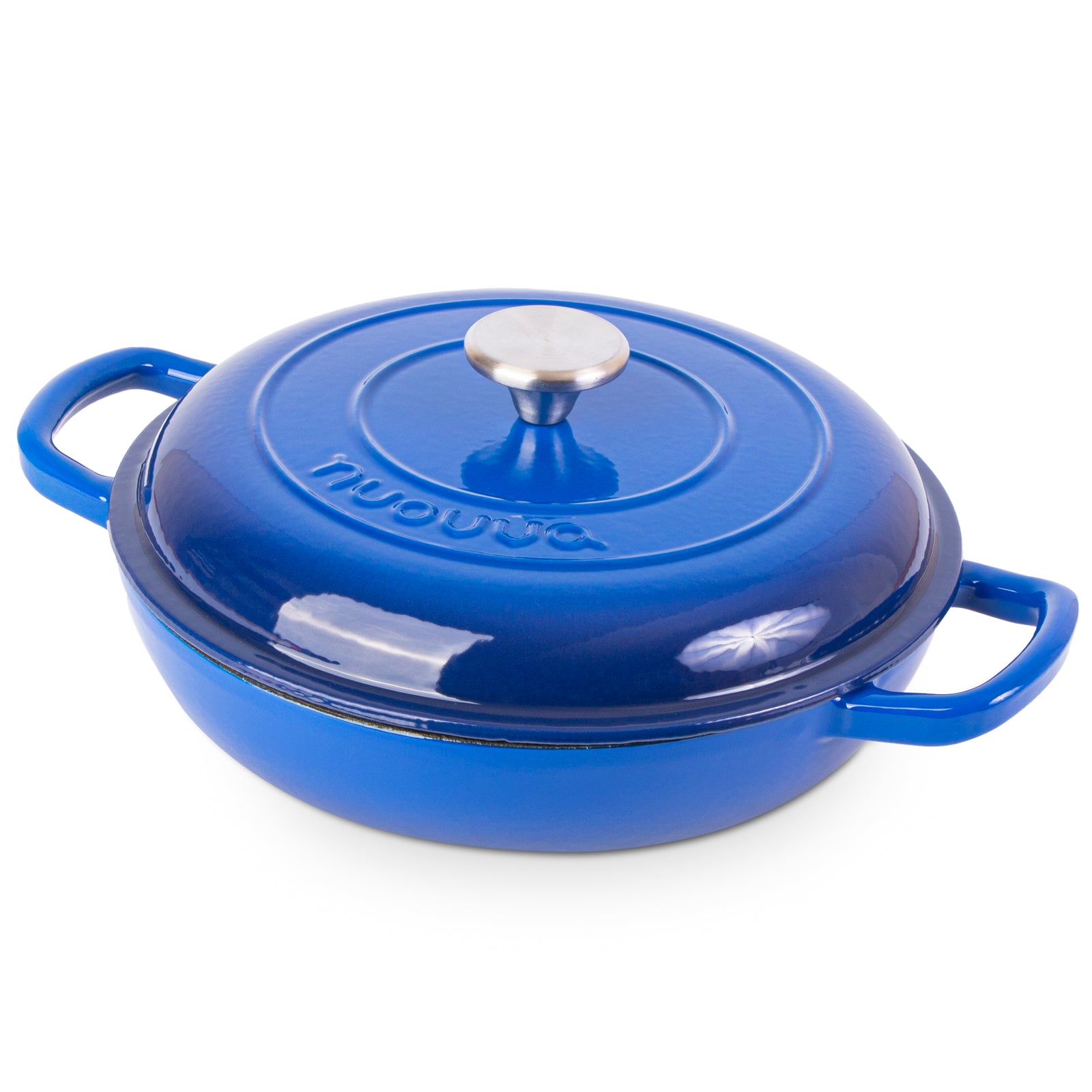 Shallow Cast Iron Casserole With Lid - 2.3-quart (26 Cm) | Dark Blue