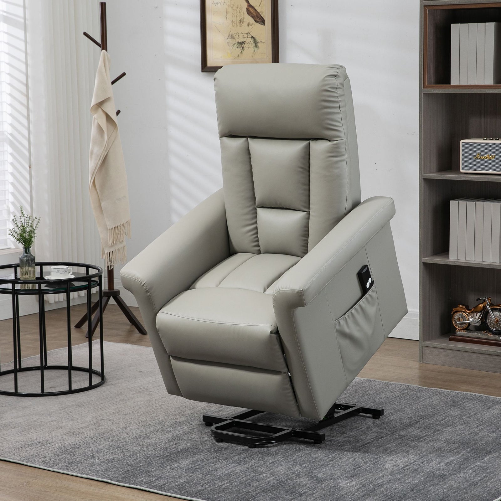 Power Lift Chair Pu Leather Electric W/ Side Pocket