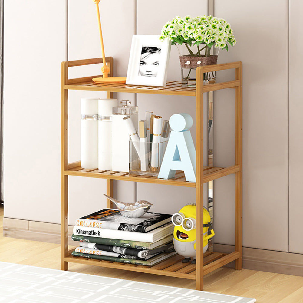 3/4/5-tier Tiered Bamboo Wood Book Storage Shelf | Small | Brown